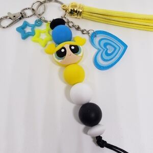 Handmade Silicone Focal Beaded Bubbles Powerpuff Girls Keychain